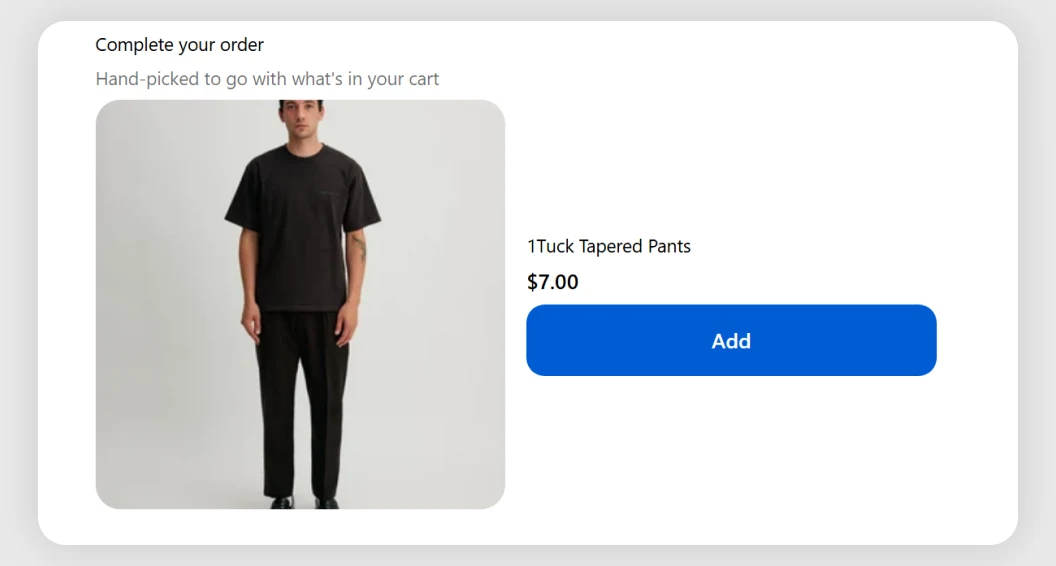 Complete Your Order template preview in Shopify checkout