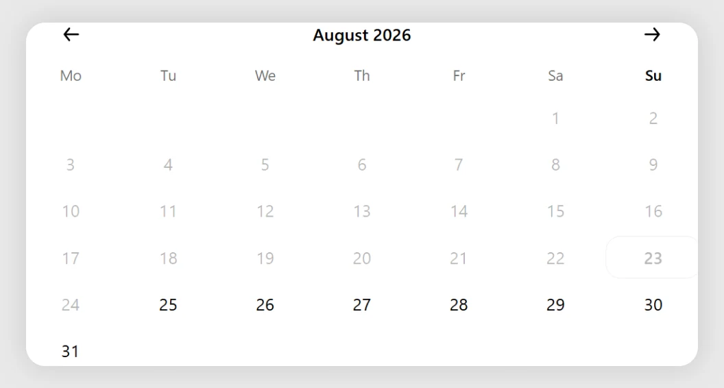 Preferred Delivery Date template preview in Shopify checkout