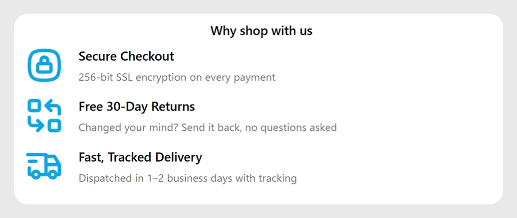 Secure Checkout Guarantee template preview in Shopify checkout