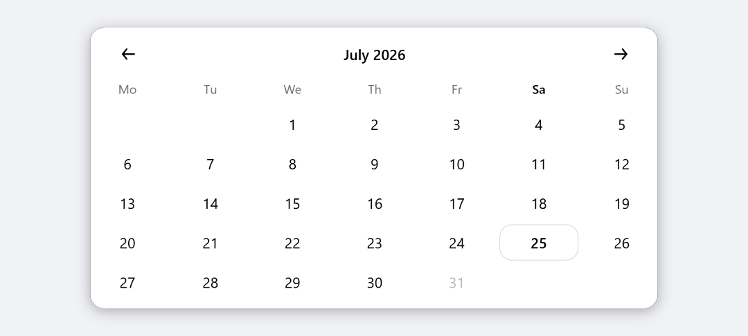 Date Picker block preview