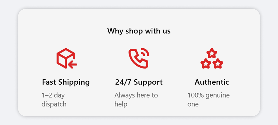 Trust Badges (Horizontal) block preview